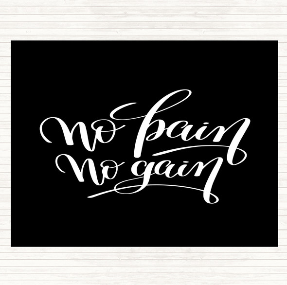 Black White No Pain No Gain Quote Placemat