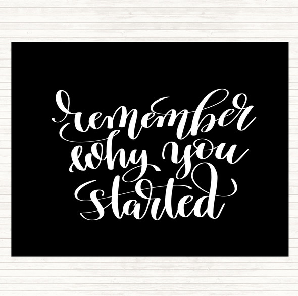 Black White Remember Why Started Quote Placemat