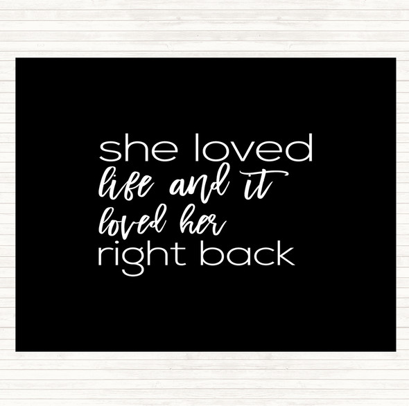 Black White She Loved Life Quote Placemat