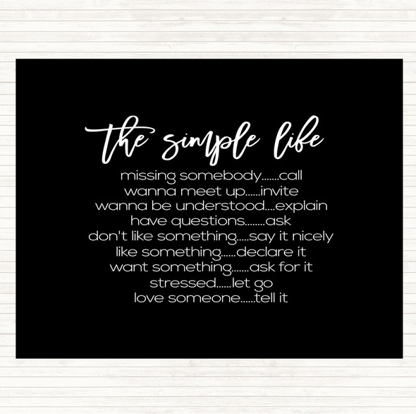 Black White Simple Life Quote Placemat