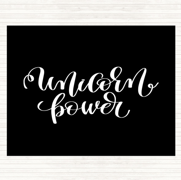 Black White Unicorn Power Quote Placemat