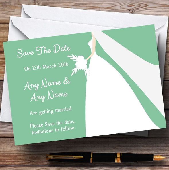 Green Bride Customised Wedding Save The Date Cards