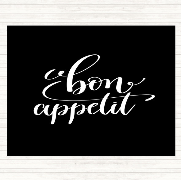 Black White Bon Appetit Quote Placemat