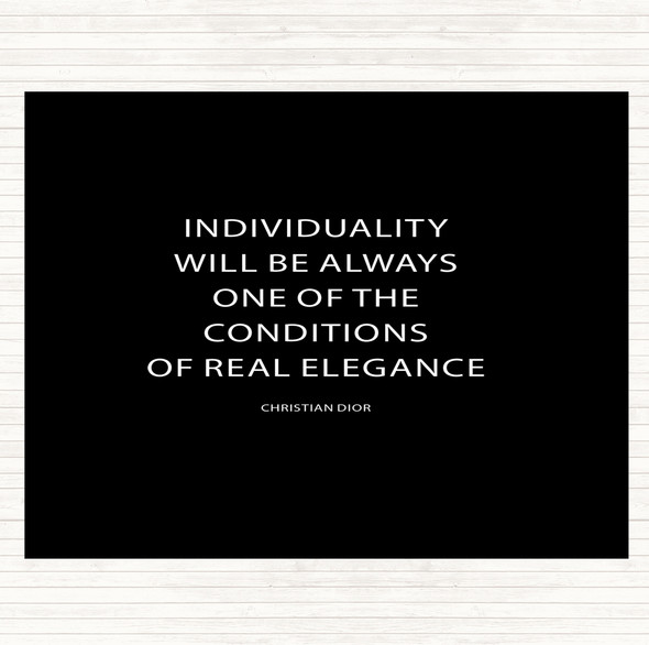 Black White Christian Dior Individuality Quote Placemat