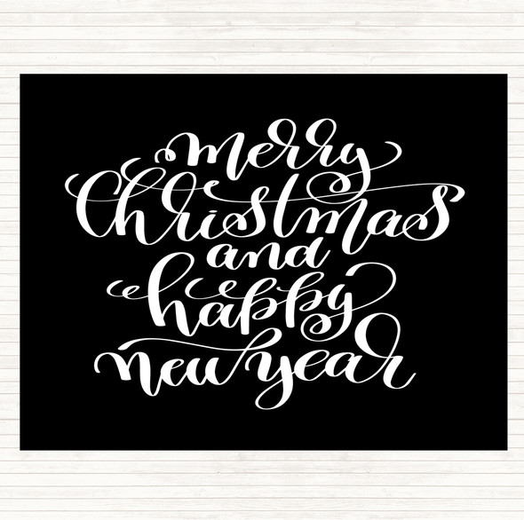 Black White Christmas Merry Xmas New Year Quote Placemat