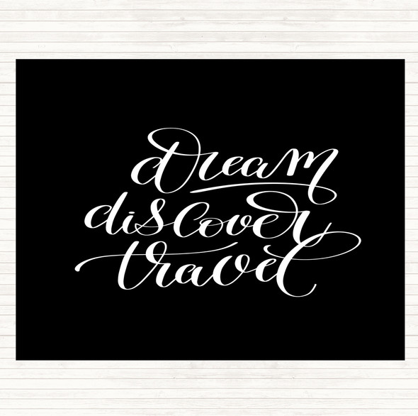 Black White Discover Travel Quote Placemat