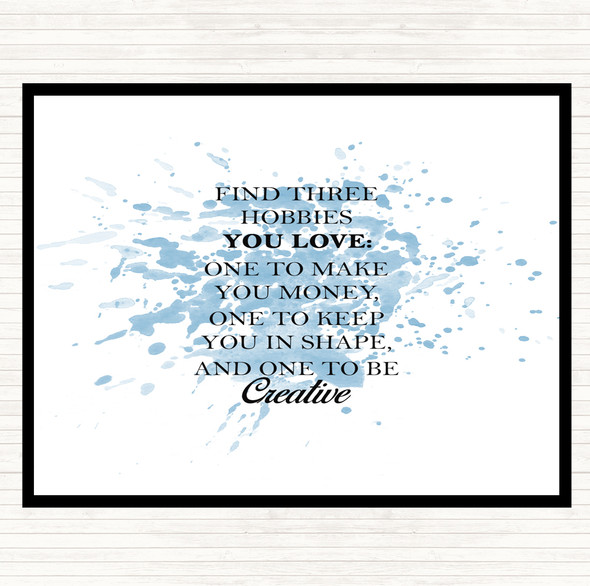 Blue White Hobbies Inspirational Quote Placemat