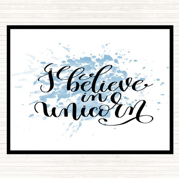 Blue White I Believe In Unicorn Inspirational Quote Placemat