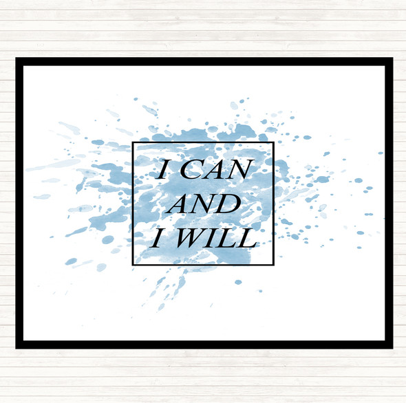 Blue White I Can Inspirational Quote Placemat