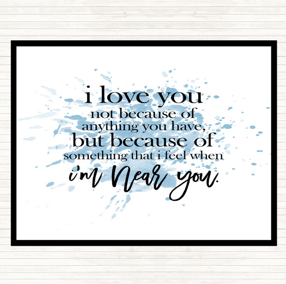 Blue White I Love You Inspirational Quote Placemat