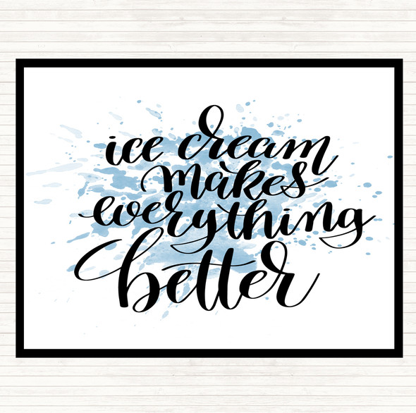 Blue White Ice Cream Inspirational Quote Placemat