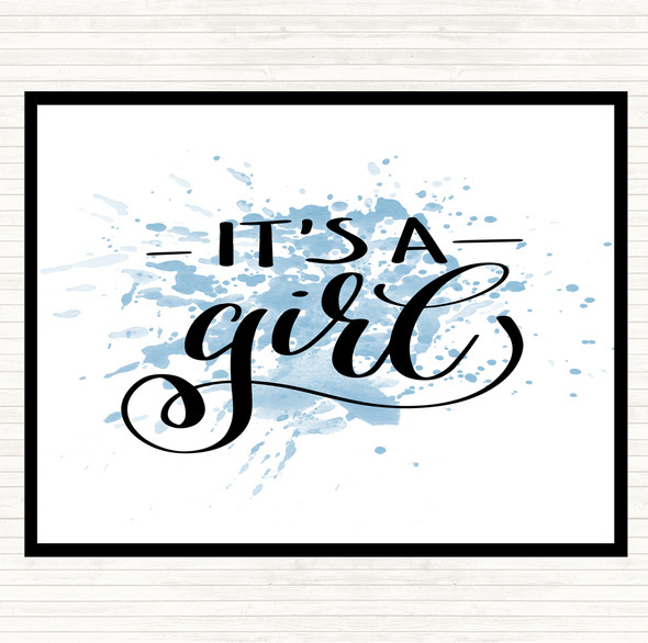 Blue White Its A Girl Inspirational Quote Placemat