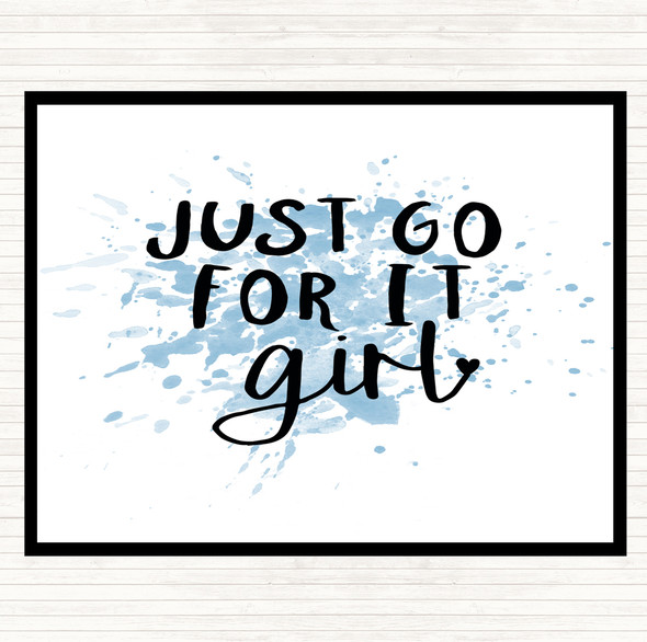 Blue White Just Go For It Girl Inspirational Quote Placemat