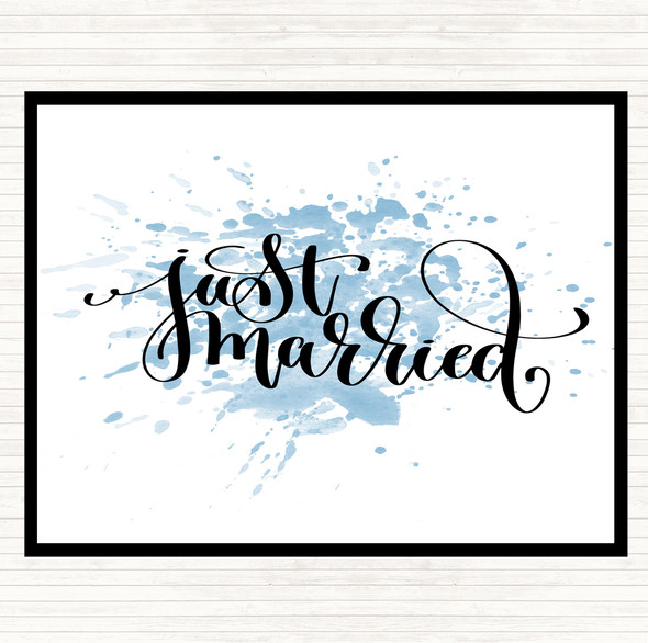 Blue White Just Married Swirl Inspirational Quote Placemat