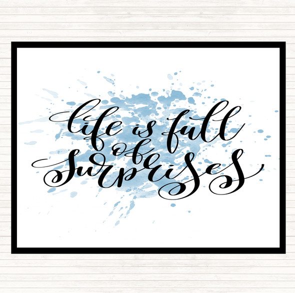 Blue White Life Full Surprises Inspirational Quote Placemat