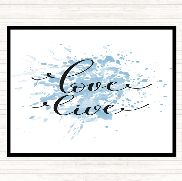 Blue White Love Live Inspirational Quote Placemat