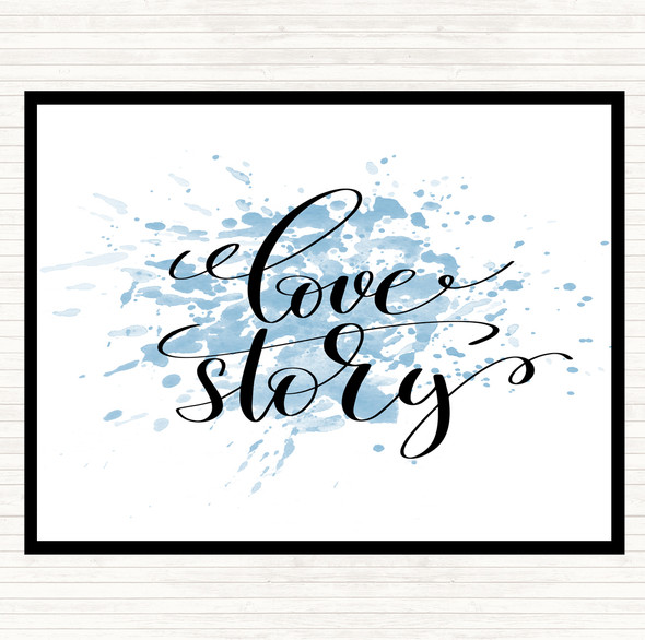 Blue White Love Story Inspirational Quote Placemat