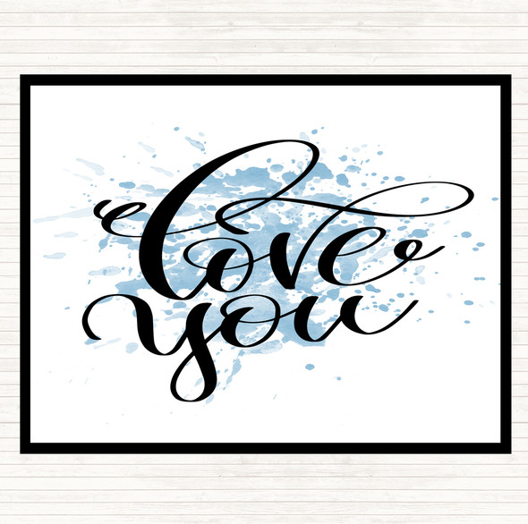 Blue White Love U Inspirational Quote Placemat