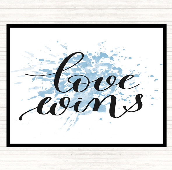 Blue White Love Wins Swirl Inspirational Quote Placemat