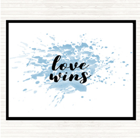 Blue White Love Wins Inspirational Quote Placemat