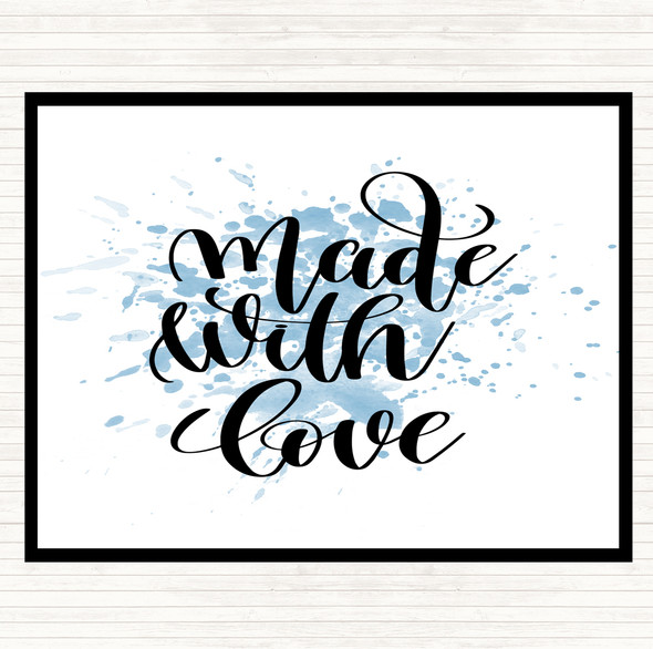 Blue White Made With Love Inspirational Quote Placemat