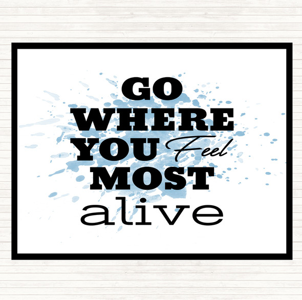 Blue White Most Alive Inspirational Quote Placemat