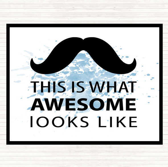 Blue White Mustache Inspirational Quote Placemat