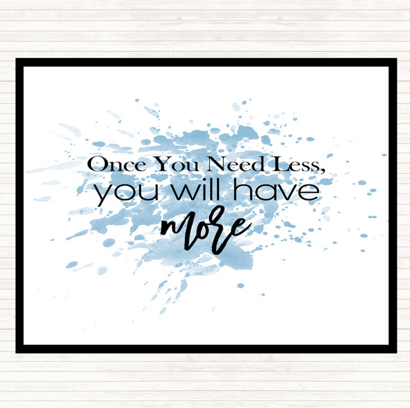 Blue White Need Less Inspirational Quote Placemat