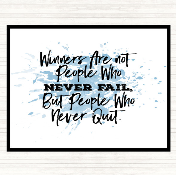 Blue White Never Fail Inspirational Quote Placemat