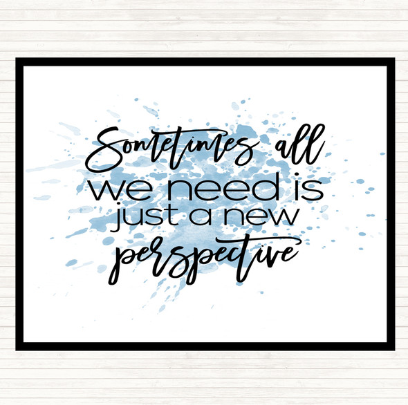 Blue White New Perspective Inspirational Quote Placemat