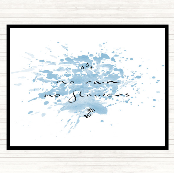 Blue White No Rain No Flowers Inspirational Quote Placemat