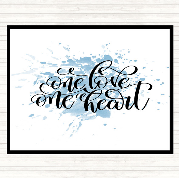 Blue White One Love One Heart Inspirational Quote Placemat