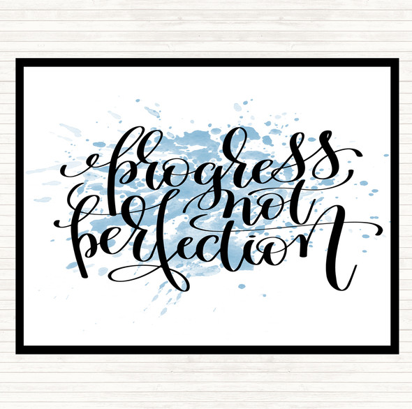 Blue White Progress Not Perfection Inspirational Quote Placemat