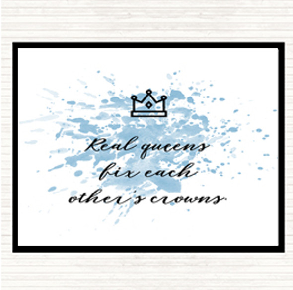 Blue White Real Queens Inspirational Quote Placemat