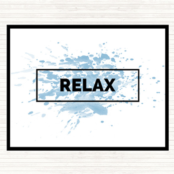 Blue White Relax Boxed Inspirational Quote Placemat