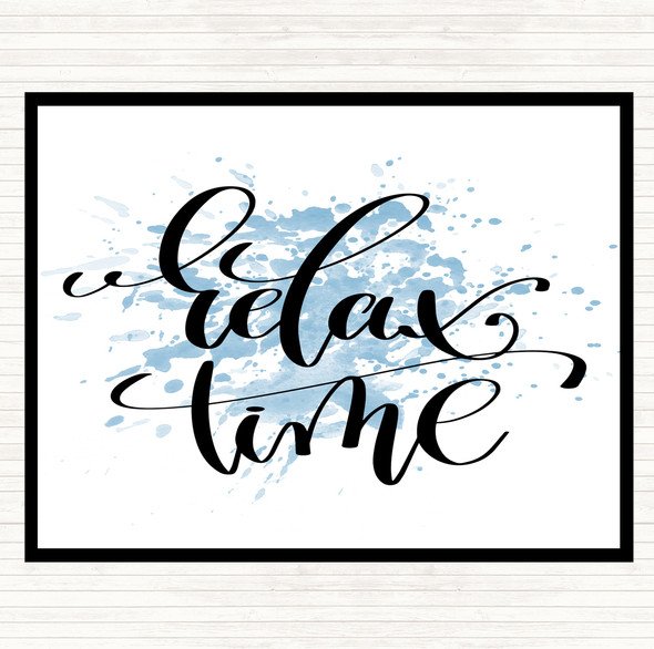 Blue White Relax Time Inspirational Quote Placemat