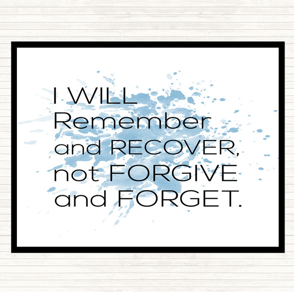 Blue White Remember And Recover Inspirational Quote Placemat