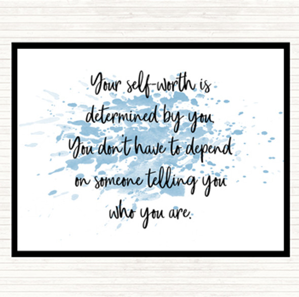 Blue White Self Worth Inspirational Quote Placemat