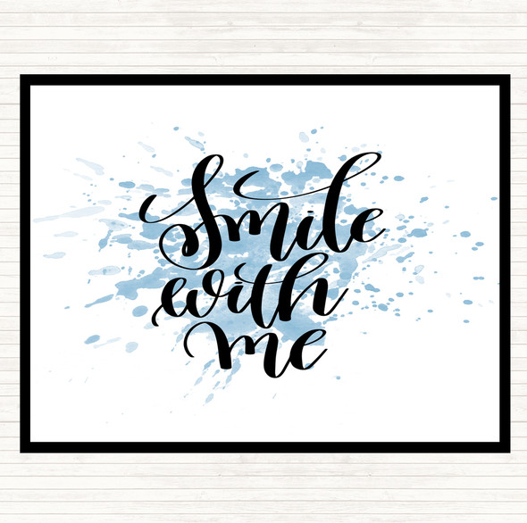 Blue White Smile With Me Inspirational Quote Placemat