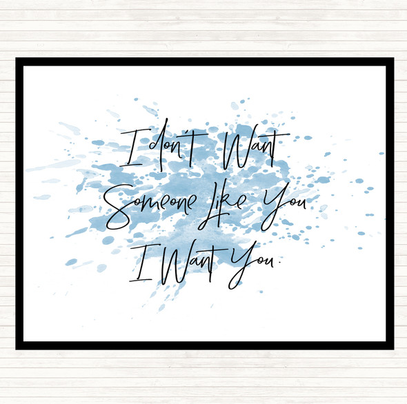 Blue White Someone Like You Inspirational Quote Placemat