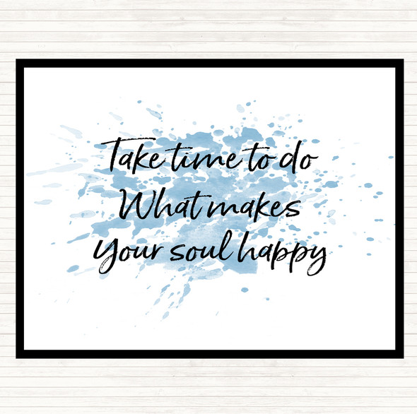 Blue White Soul Happy Inspirational Quote Placemat