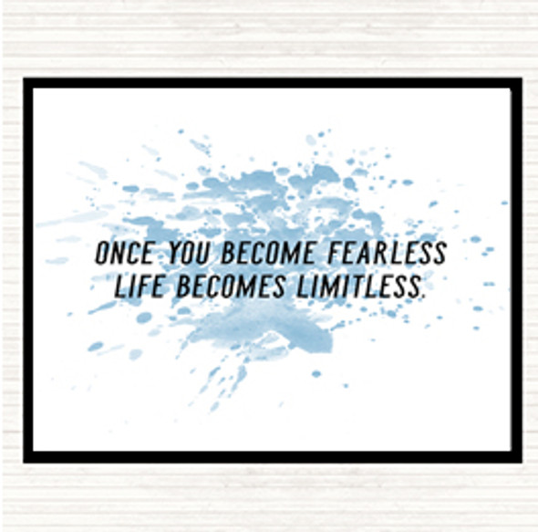 Blue White Become Fearless Inspirational Quote Placemat