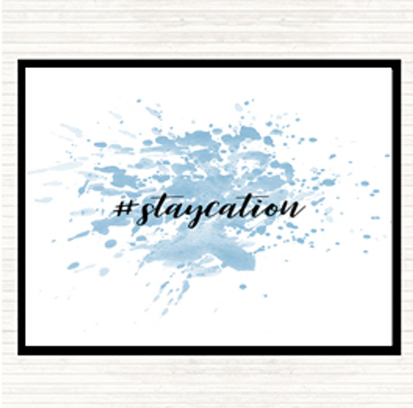 Blue White Staycation Inspirational Quote Placemat