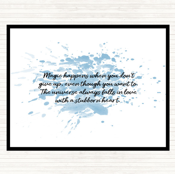 Blue White Stubborn Heart Inspirational Quote Placemat