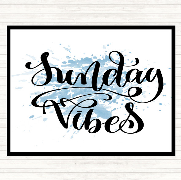 Blue White Sunday Vibes Inspirational Quote Placemat