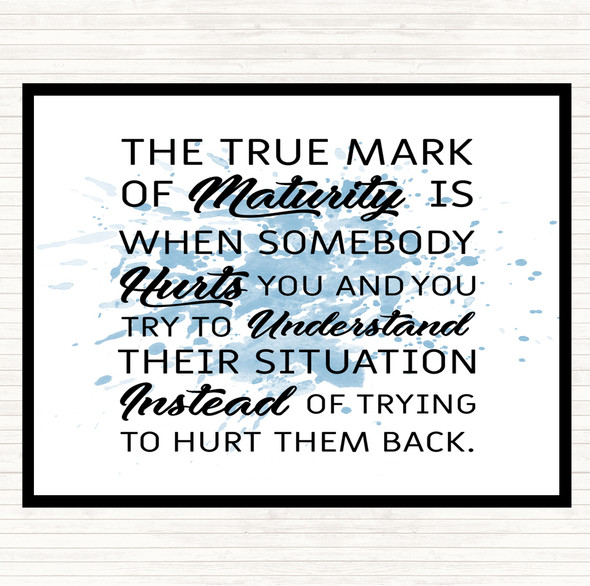Blue White True Mark Inspirational Quote Placemat