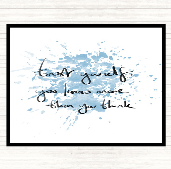 Blue White Trust Yourself Inspirational Quote Placemat