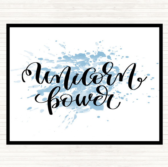Blue White Unicorn Power Inspirational Quote Placemat