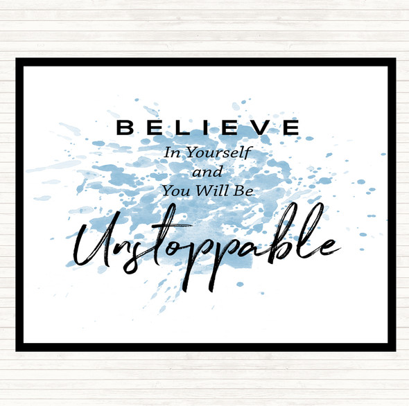 Blue White Unstoppable Inspirational Quote Placemat