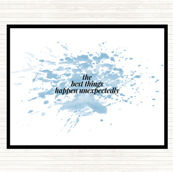 Blue White Best Things Happen Unexpectedly Quote Placemat